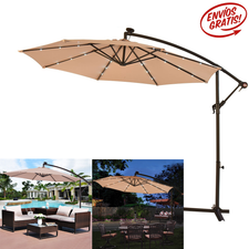 10 Sombrilla Umbrella Colgante Con Luz LED Solar Para Jardin Patio