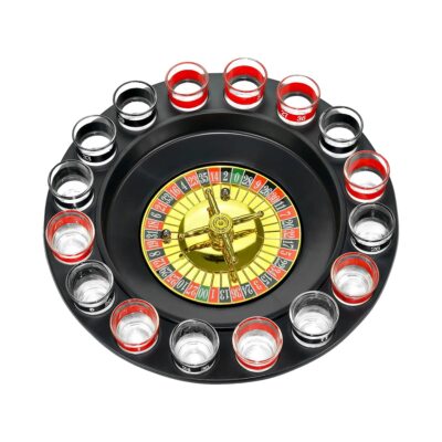 Drinking Game Glass Roulette - Drinking Game Set (2 Balls and 16 Glasses) Cas...
