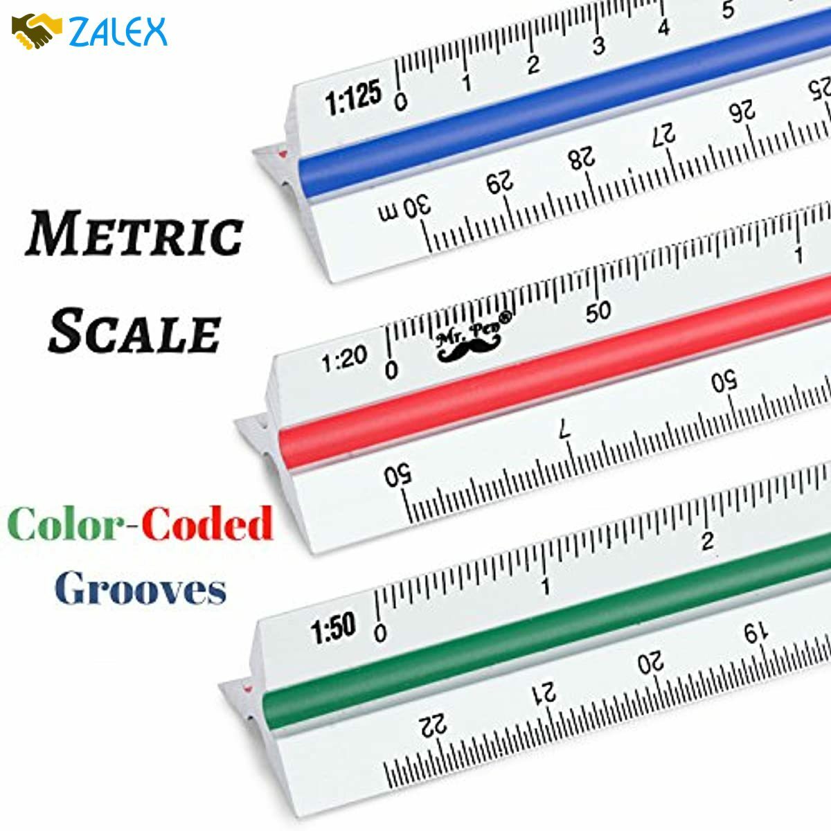 metric engineer scale ruler 12 aluminum triangular