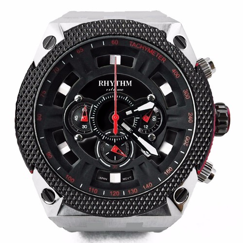 Pre-owned Rhythm I1501s01 Men's Chronograph Watch 45x51mm Stainless Steel Case 10 Atm