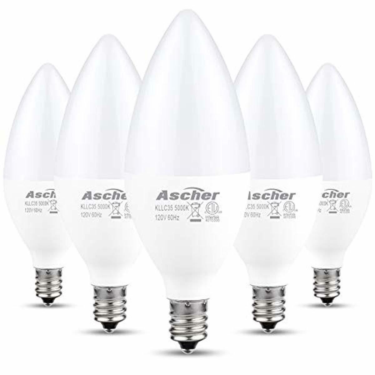 LED Candelabra Light Bulbs E12 5000K Daylight White Non ...