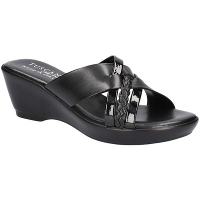 

Женские плетеные сандалии на танкетке Tuscany By Easy Street Marzia с ремешками BHFO 5156, Black/patent, Marzia