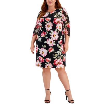 Connected Apparel Womens Tulip Sleeves Knee-Length Sheath Dress Plus BHFO 1911