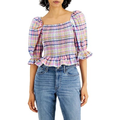 Женская розовая хлопковая блузка-топ со складками от Tommy Hilfiger, L BHFO 6736