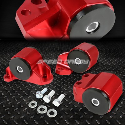 ДЛЯ CIVIC EH EG/DB DC D15/D16 B16/B18 КРАСНЫЙ АЛЮМИНИЕВЫЙ СМЕННЫЙ ДВИГАТЕЛЬ КОМПЛЕКТ КРЕПЛЕНИЯ ДВИГАТЕЛЯ