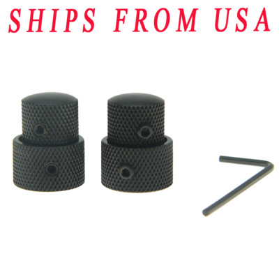 KAISH 2pcs Metal Dual Concentric Stacked Control Knobs fits Guitar Bass Black