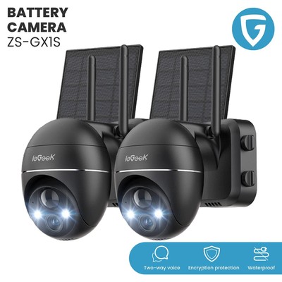 2PCS ieGeek Wireless Outdoor Security Camera Home WiFi Battery PTZ CCTV System