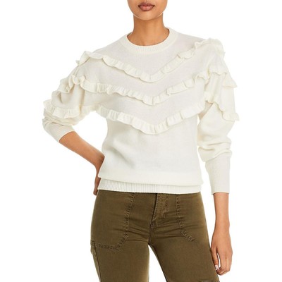 

Женский вязаный пуловер из кашемира цвета слоновой кости Aqua Cashmere в рубчик  BHFO 1577, Цвет слоновой кости