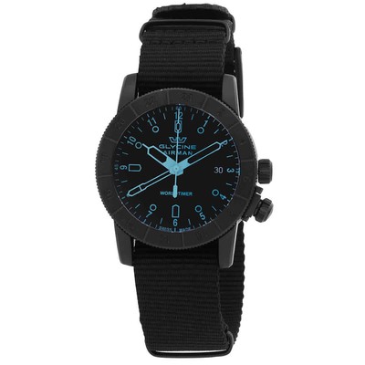 Мужские часы Glycine Airman Contemporary Worldtimer GMT с кварцевым черным циферблатом GL1025