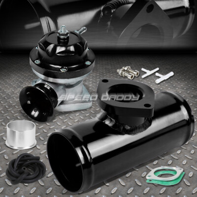 РЕГУЛИРУЕМЫЙ ТУРБО-ПРОДУВОЧНЫЙ КЛАПАН НА 30 ФУНТОВ НА КВАДРАТНЫЙ ДЮЙМ + ПЕРЕХОДНИК ДЛЯ ФЛАНЦЕВЫХ ТРУБ ТИПА RS 2.5 ЧЕРНЫЙ