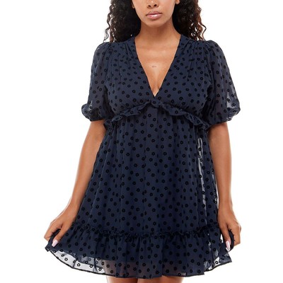 Женское темно-синее короткое мини-платье B. Darlin с V-образным вырезом для юниорок 5/6 BHFO 2895