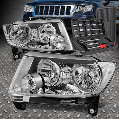 ДЛЯ 11-13 JEEP GRAND CHEROKEE ХРОМИРОВАННЫЙ КОРПУС ПРОЗРАЧНАЯ БОКОВАЯ ФАРА + НАБОР ИНСТРУМЕНТОВ