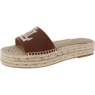 Lauren Ralph Lauren Womens Leather Logo Slip-On Slide Sandals Shoes BHFO 2190