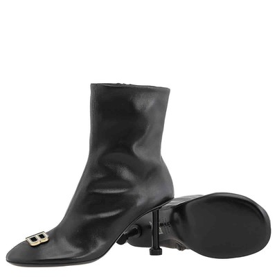 Pre-owned Balenciaga Black Leather Groupie Heeled Ankle Boots