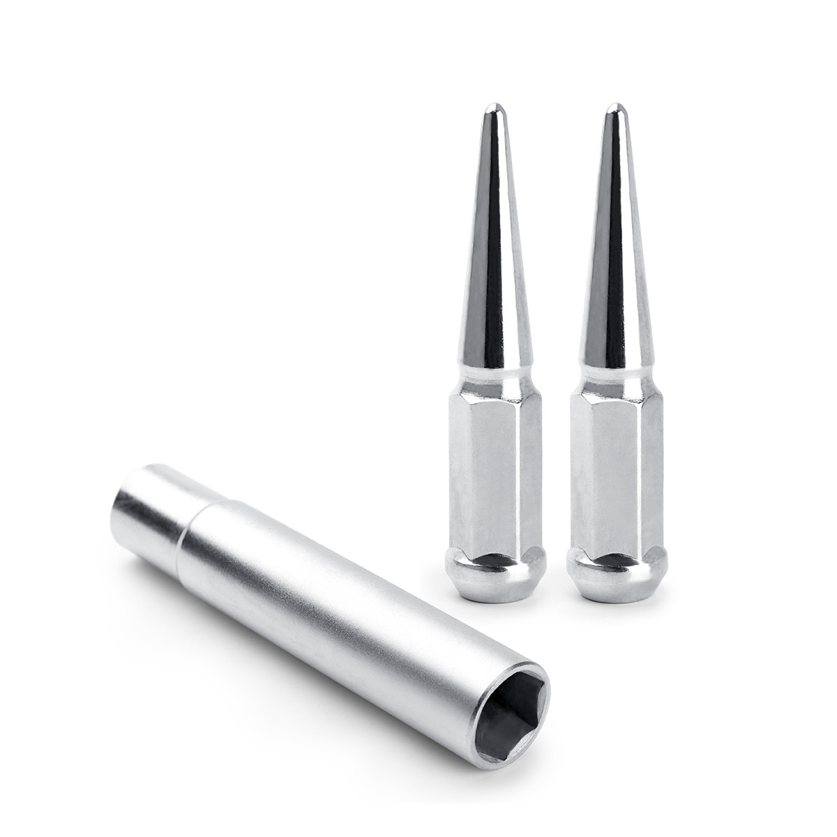 32PC Chrome Spike Lug Nuts 14x1.5 Offroad Extended Silverado Sierra