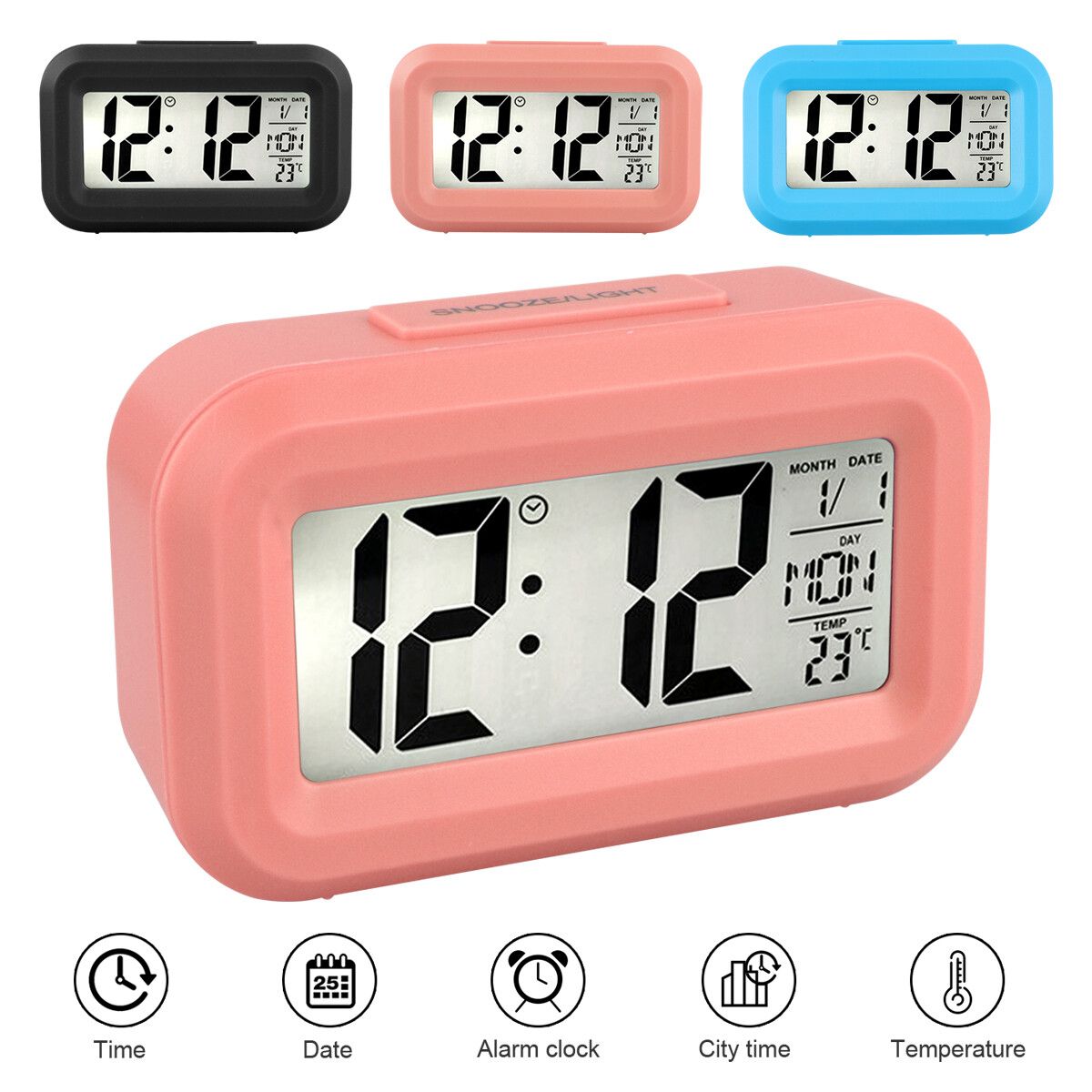 Digital Thermometer Date Simple Desk Clock Kids Gift