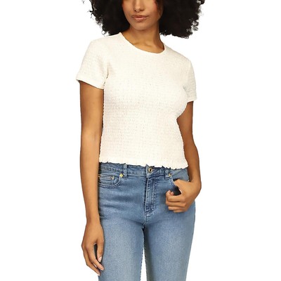 MICHAEL Michael Kors Женский белый пуловер с оборками и воротником-стойкой S BHFO 0192