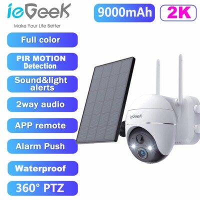 ieGeek Wireless Outdoor Solar Security Camera 360° WiFi Home Battery CCTV System