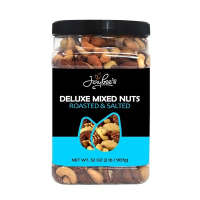 Mixed Nuts Deluxe - Roasted & Salted | 32 oz Reusable Container | Healthy Var...