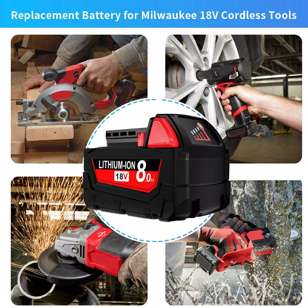NEW For Milwaukee M18 Lithium ion 8.0AH Extended Capacity Battery 48-11-1860 US
