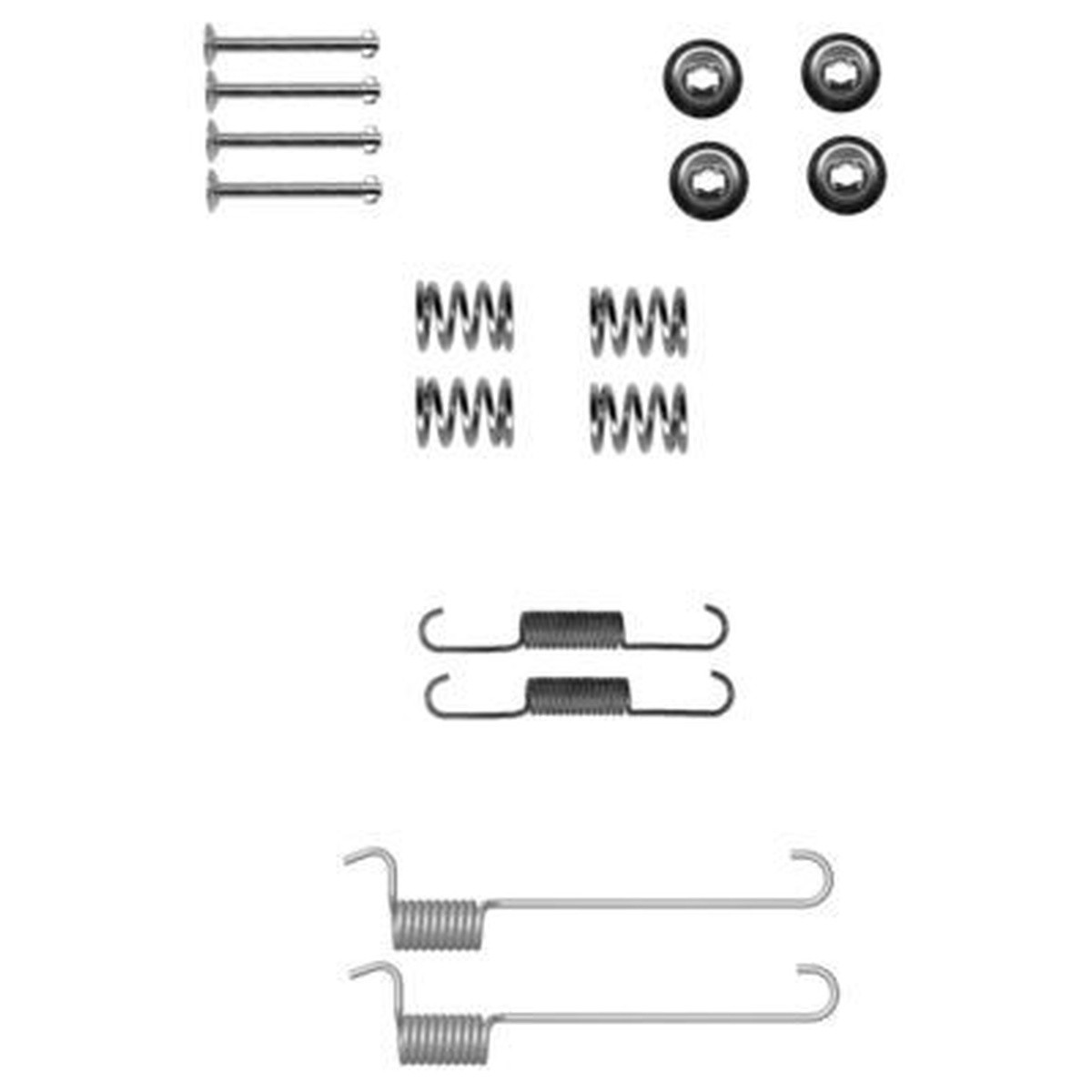 Jeu d'accessoires mâchoires de frein de stationnement 16 pièces. HELLA pour, entre autres, NISSAN X-TRAIL