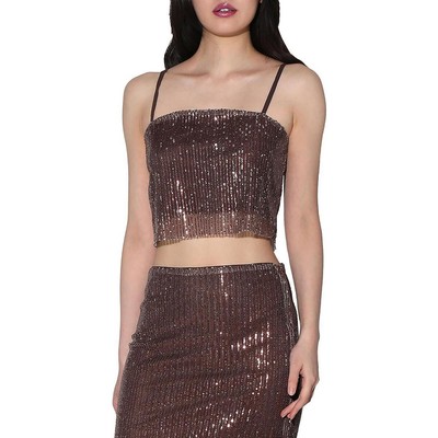 Walter Baker Womens Sequined Cropped Tank Shell Top BHFO 4316
