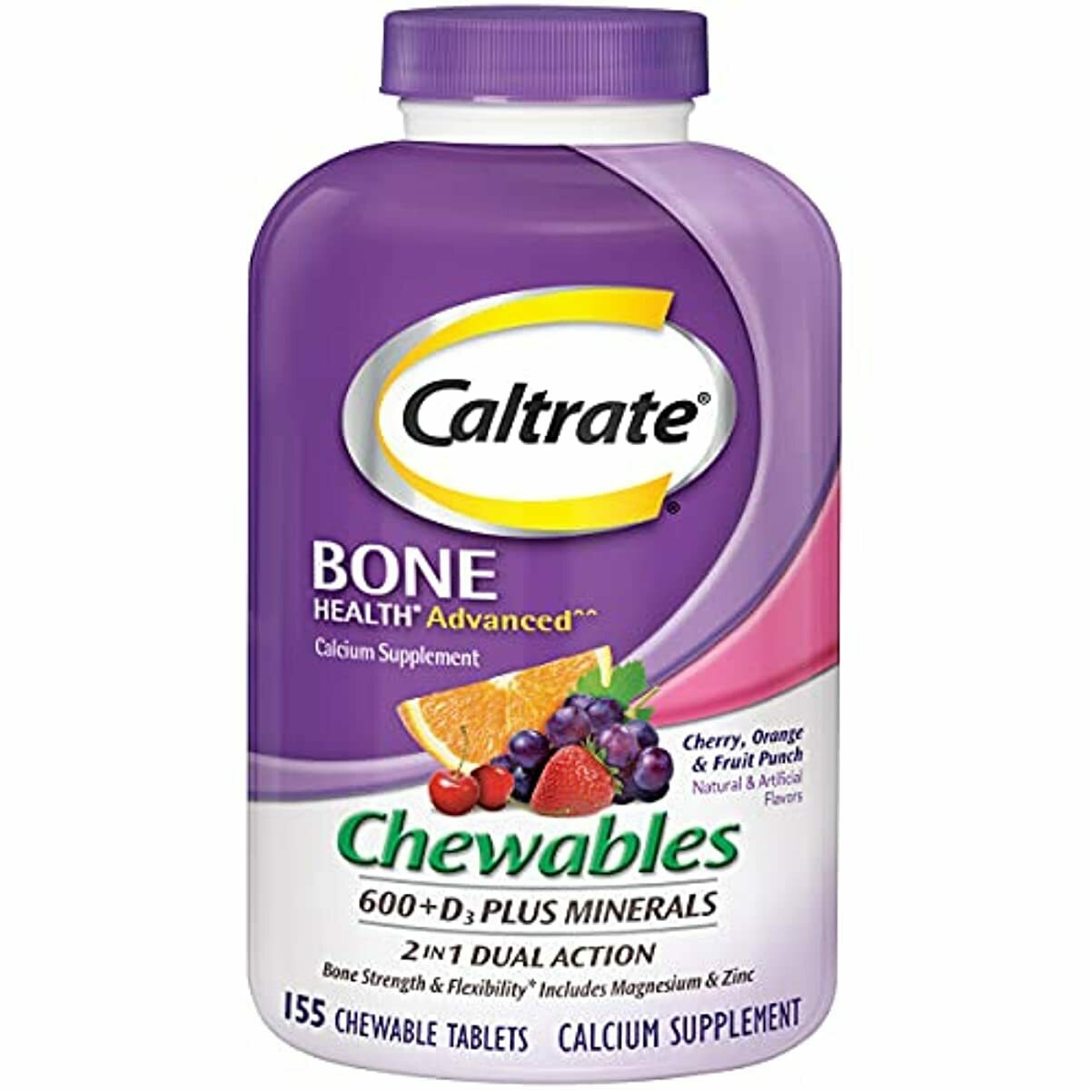 NEW Caltrate 600+D3 Plus Minerals Chewable Supplement 600mg 155 Countの