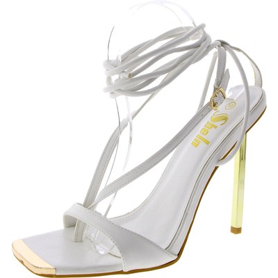 Женские белые туфли на высоком каблуке с ремешками из искусственной кожи Sheln 10 Medium (B, M) BHFO 6346