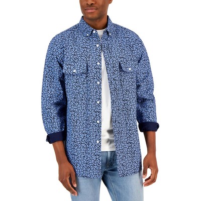 

Мужская синяя рубашка на пуговицах с острым воротником и цветочным принтом Club Room  BHFO 5674, Combo a blue, 100154444MN