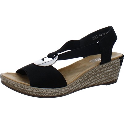 

Женские черные эластичные повседневные туфли на танкетке Rieker 37 Medium (B,M) BHFO 0049, Черный, BHFO