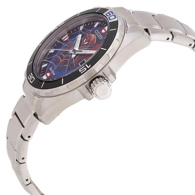 Pre-owned Citizen Spider-man Eco-drive Blue Dial Men's Watch Bm7610-52w