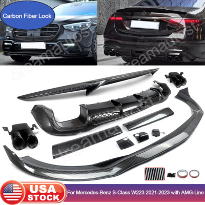 BODY KIT For MERCEDES BENZ S Class W223 2021+ FRONT LIP REAR DIFFUSER SPOILER US