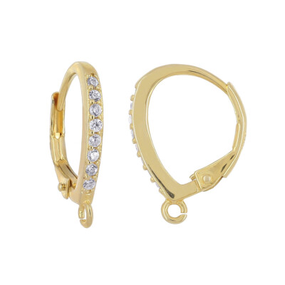 Gold Plated Sterling Silver CZ Lever Back Leverback Earring Hook Ear Wire #99915
