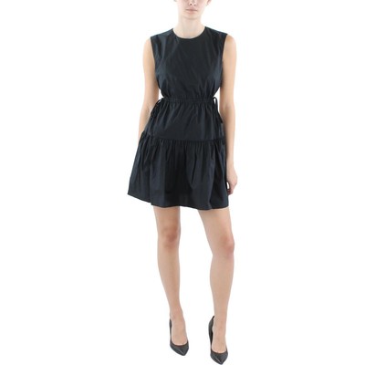 Joie Womens Bea Black Poplin Open Back Mini Fit & Flare Dress XL BHFO 4335