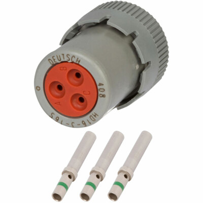 HD16-3-16S Deutsch 3 Way Plug Connector Kit w/ 14 AWG Solid Contacts