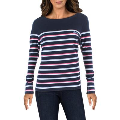 

Barbour Womens Hawkins Хлопковая полосатая футболка Топ BHFO 0348, Navy stripe
