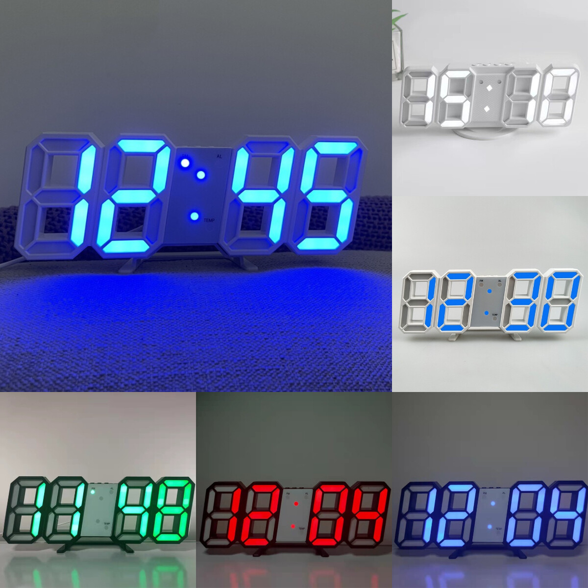 Smart 3d Digital Clock Wall Clock LED Electronic Alarm Clock Temperature Clock