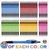 Sikao Pens Bulk, 60 Pack Gripped Slimster Ballpoint Pens Black Ink 1.0mm Medium Point Smooth Writing, Click Pens with Comfort Grip for Teachers, Students, Restaurant Servers, School and Office Use