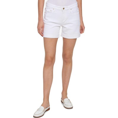 Tommy Hilfiger Womens White Denim Cuffed Daytime Bermuda Shorts 4 BHFO 5942