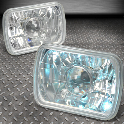 ДЛЯ NISSAN 7X6 H6014 КВАДРАТНЫЙ ХРОМИРОВАННЫЙ КОРПУС ПРОЕКТОРНОГО СТЕКЛА ФАР + ЛАМПЫ НАКАЛИВАНИЯ H4