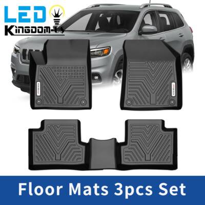 3PCS Floor Mats Liner for 2015-2023 Jeep Cherokee Rubber All Season Front & Rear