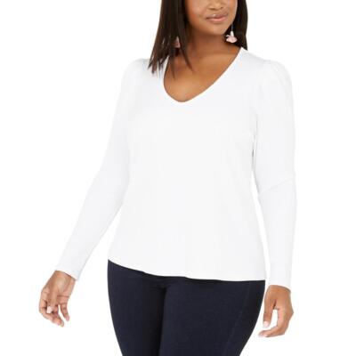 INC Womens V-Neck Ribbed Blouse Top Shirt Plus BHFO 9687