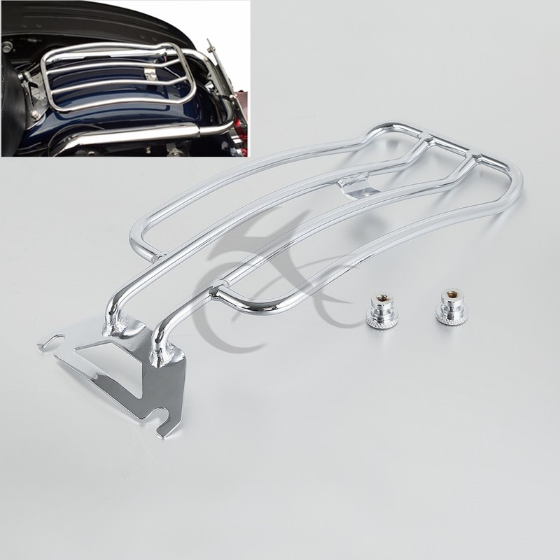 HTTMT Chrome Solo Seat Luggage Rack For Harley Davidson Road King FLHTC - Heavy-Duty Steel, Easy Installation 2 thumbnail image