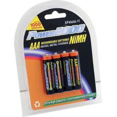 Power2000 AAA 1.2V 1150mAh Rechargeable Ni-MH Battery, 4-Pack #XP4AAA
