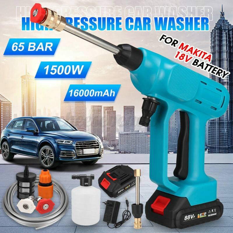1500W Electric Cordless Pressure Washer Water High Power Jet Car Cleaner Kit