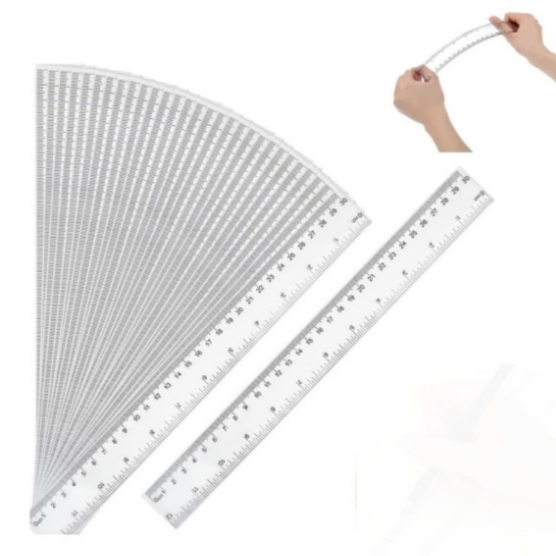 Clear Plastic Ruler, Suitable for Student School and Office Drawing Measuring To