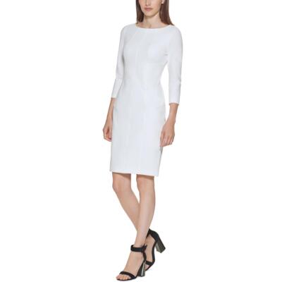 

Женское коктейльное платье цвета слоновой кости со швами Calvin Klein  BHFO 7882, Cream