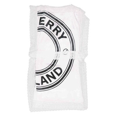 Pre-owned Burberry Ladies Lace-detail Logo Silk Slip Midi-dress In Multicolor