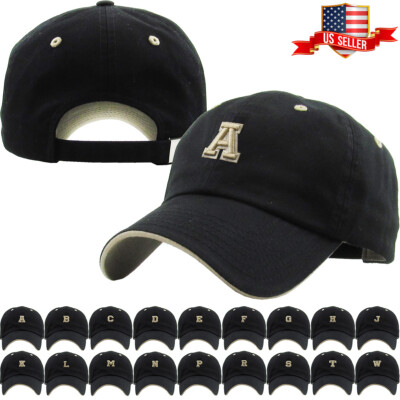 ABC Letter Embroidery INITIAL Black Dad Hat Baseball Cap