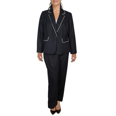 Женский деловой костюм Le Suit в серую клетку Glen на одной пуговице Plus 16W BHFO 4427
